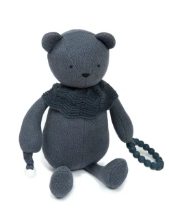 Aktivitets bamse, strikket denim/ mørk denim