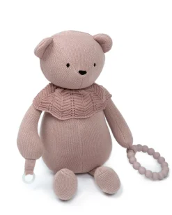 Aktivitets bamse, strikket pudder/ lys rosa