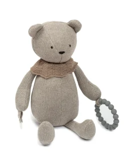 Aktivitets bamse, strikket sand/ grå