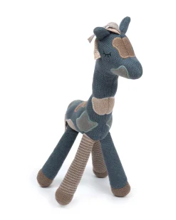 Aktivitets giraf, strikket blå/ sand