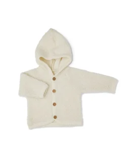 Cardigan bouclé merino uld, off white