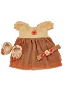 Dukketøj, festkjole med sko og hårbånd