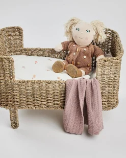 Dukketæppe, fishbone strik, pudder