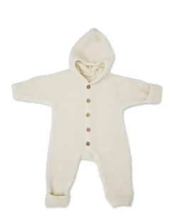 Jumpsuit bouclé merino uld, off white