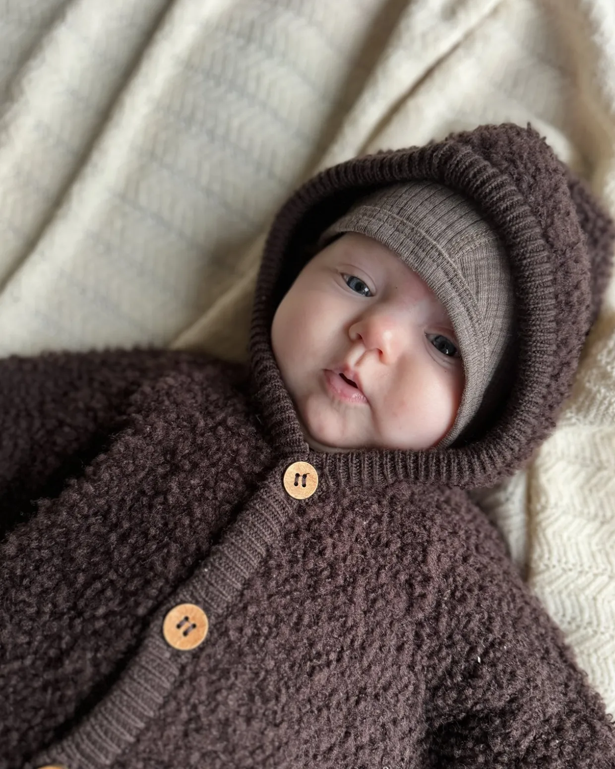 Jumpsuit bouclé merino uld, brown