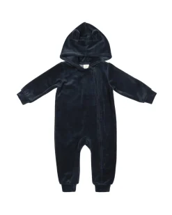 Jumpsuit, velour, navy