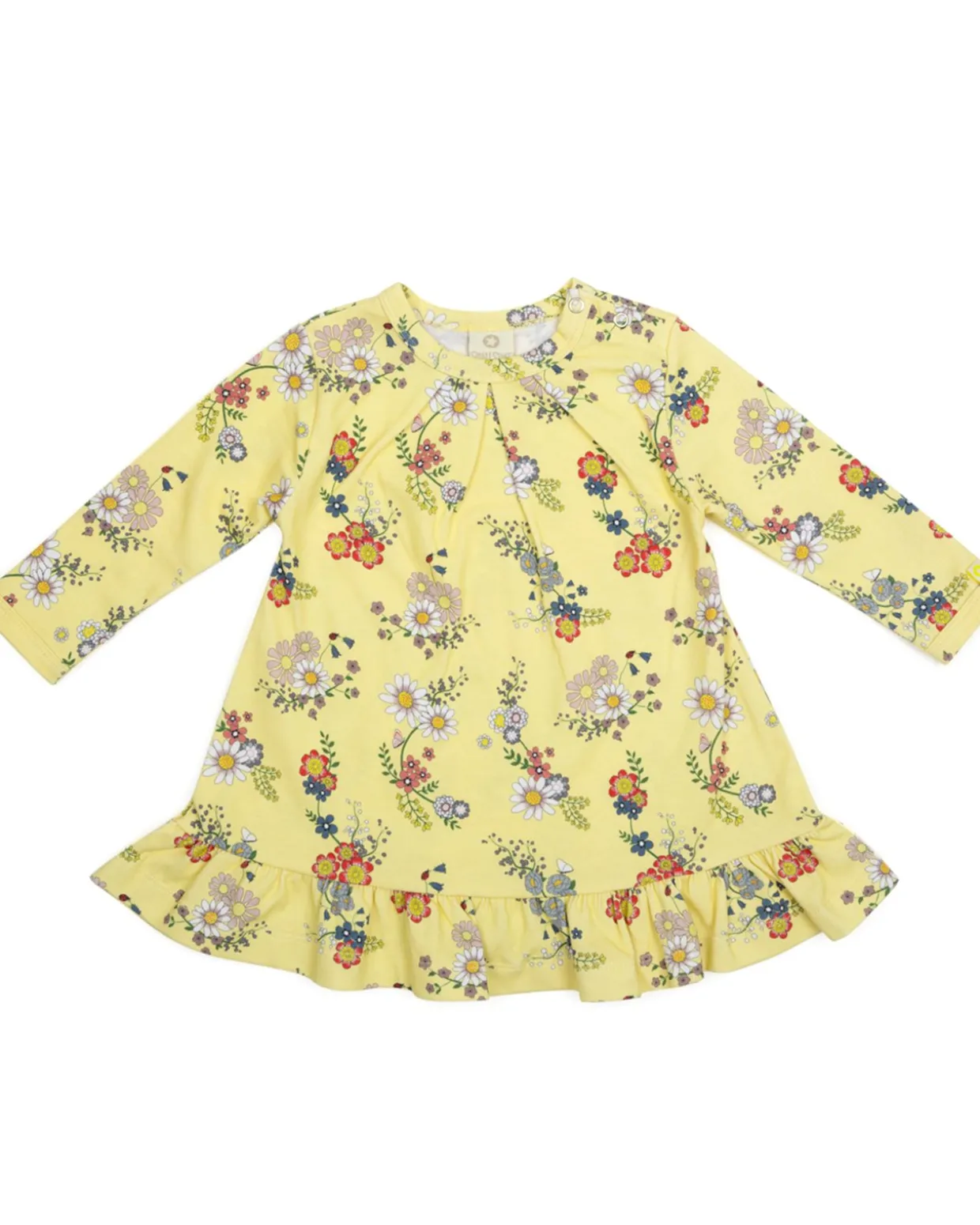 Kjole LS/ flæser, flower garden, lys gul