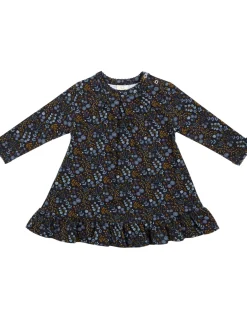 Kjole LS/ flæser, night flower, mørkeblå