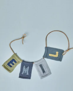 Strikket bogstav E, blå