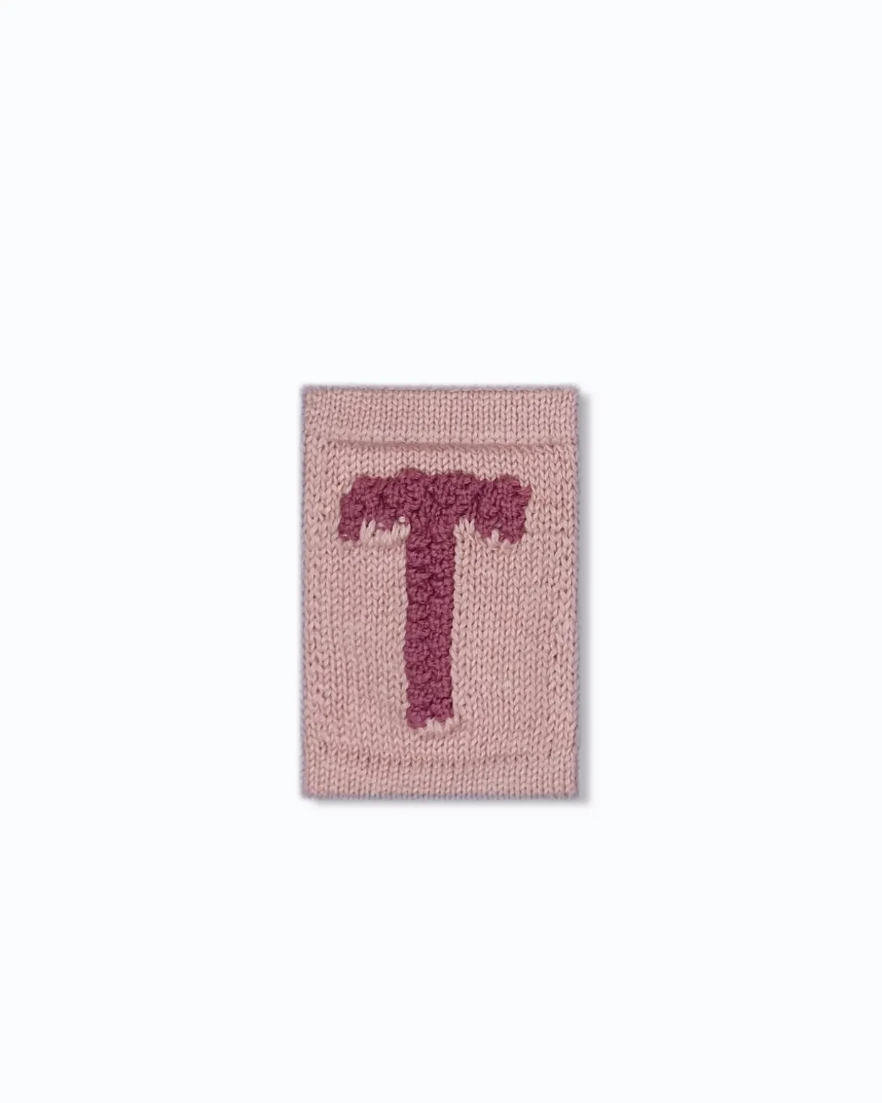 Strikket bogstav T, rosa