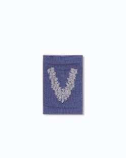Strikket bogstav V, blå
