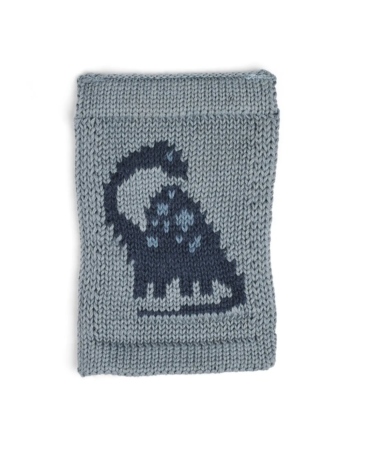 Strikket flag, dino, blå