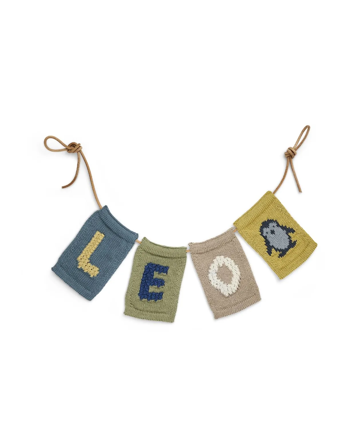 Strikket flag, pingvin, blå