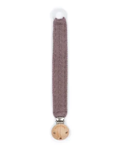 Strikket suttesnor, mørk rosa