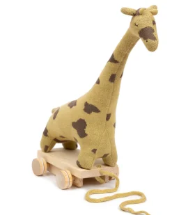 Træk dyr, giraf, strikket lys karry/ brun