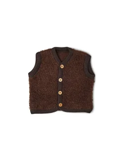 Vest bouclé merino uld, brown
