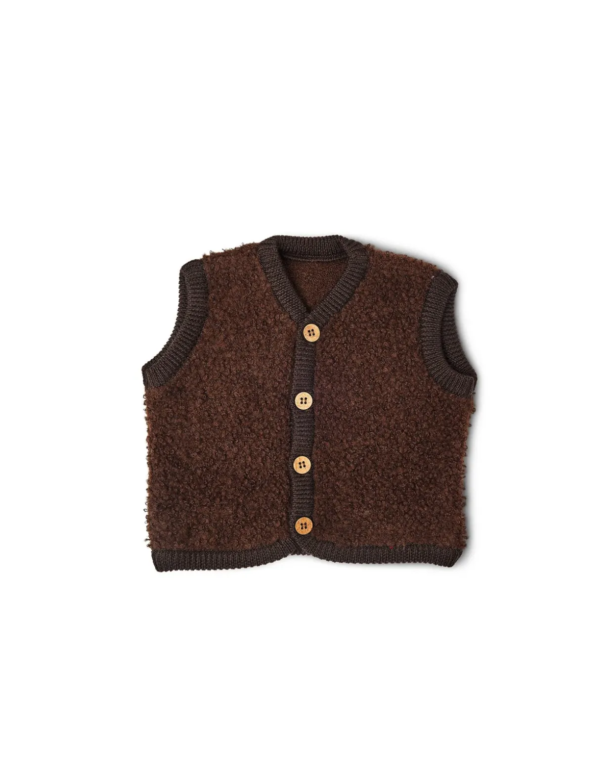 Vest bouclé merino uld, brown