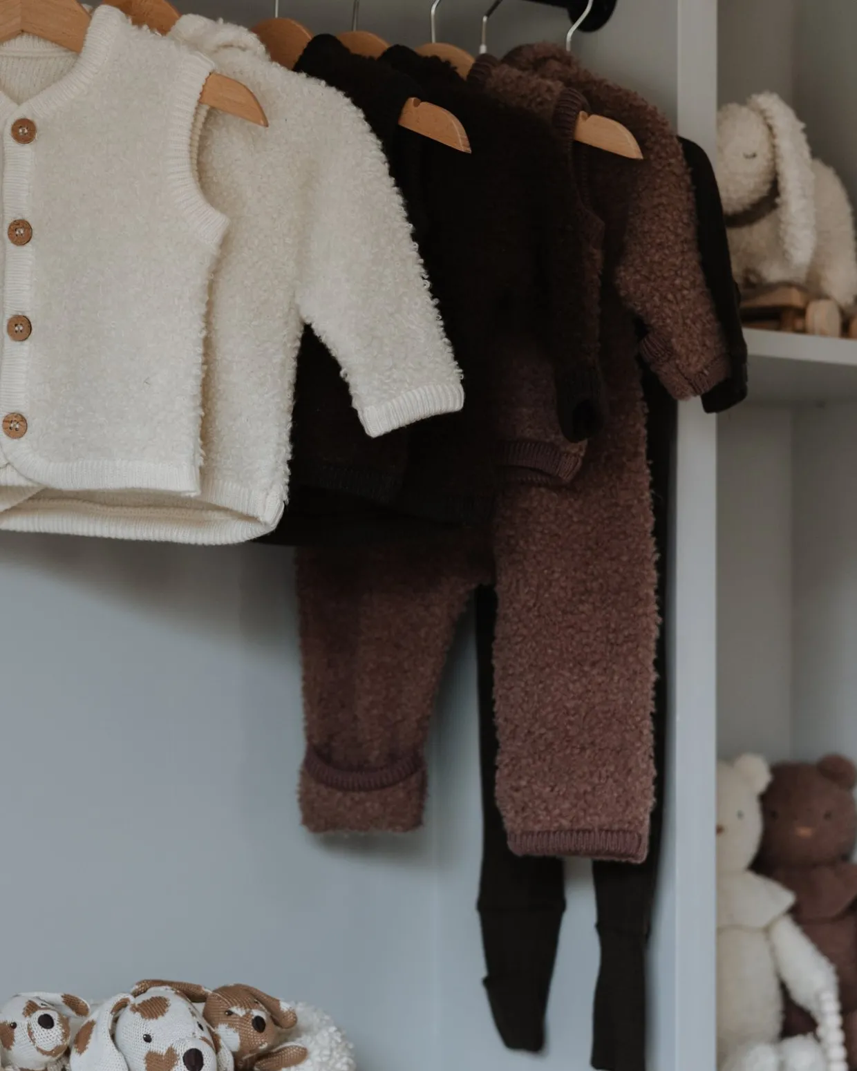 Vest bouclé merino uld, off white