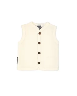 Vest, merino uld m. knapper, off. white