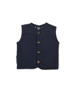 Vest, merino uld m. knapper, navy